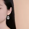 Pendientes Hebilla de Paz Plata S925 Pendientes de Jade Hetian Retro Elegante Loto Corto 2024 Pendientes Nuevos