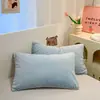 Ins terciopelo de leche juego de cuatro piezas color sólido dos tonos doble cara forro polar funda nórdica sábana de forro polar para bebé franela juego de tres piezas para dormitorio