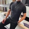 Camiseta de manga corta para hombre Tiktok Daifa al por mayor Camiseta ajustada de cuello alto coreana para hombre camiseta básica camiseta en stock