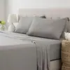 Conjunto Completo de Quatro Peças em Estoque para Hotéis Cinco Estrelas e Pousadas, Cobertores de Cama para Casa, Lençóis de Cor Sólida para Verão, Lençóis de Elástico Estilo Europeu para Venda no Atacado