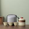 Juego de Té de Viaje de Cerámica Horno Ru Pieza Abierta Taza Rápida Una Tetera Tres Tazas Portátil Negocios Inauguración Souvenir