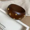 Nuevo Estilo Chino Cuadrado Geométrico Redondo Remache Pulsera de Madera Retro Única Elegante Pulsera Diseño de Nicho Joyería de Mano