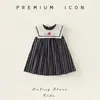 Ropa Infantil Estilo Coreano 2025 Verano Nuevo Estilo Estilo Retro Bordado Rayado Vestido de Verano sin Mangas para Niñas Dropshipping