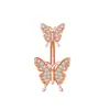 Nuevo Anillo de Ombligo Mariposa Pequeña con Goteo de Aceite Corazón de Chica Mariposa Diamante Acero Inoxidable Joyería de Piercing Clavo de Ombligo
