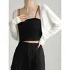 Chaqueta Corta de Punto Tencel para Mujer, Ropa de Abrigo de Verano, Cárdigan Protector Solar para Aire Acondicionado, Chal, Blusa, Capa Pequeña, Ropa de Abrigo Blanca