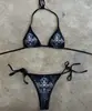 Bikini Negro de Estilo Gótico Oscuro Retro con Tirante Halter Conjunto de Dos Piezas Sexy para Playa Verano Europeo y Americano