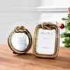 Moldura para Foto de Resina Moderna Simples com Corda de Cânhamo Decoração de Foto de Casamento Escandinava Moldura Combinada Moldura de Foto para Pendurar na Parede Estilo Country Americano