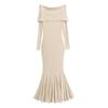 Vestido loto nuevo de principios de primavera 2024 con hombros descubiertos paso a paso para mujer, vestido tubo ajustado sexy de alta gama para chica hot
