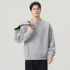 Sudadera de hombre con cuello Henry, ajuste holgado para primavera y otoño, top casual de manga larga, camisa de punto minimalista de alta gama para capas