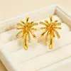 Pendientes de fuegos artificiales con diseño moderno y tachuelas de diamantes tridimensionales para mujer, pendientes de flor de oro vietnamita de lujo que no se decoloran, joyería de imitación de oro