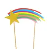 Decoración de Pastel para Hornear Estrellas Siete Colores Arcoíris Nubes Sonrientes Tarjeta de Decoración de Pastel Cartón Mesa de Postres Vestido de Fiesta