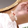 Pulsera de cuentas de jade blanco Hetian de imitación con candado de longevidad para mujer 2024 Nuevo diseño de nicho retro de lujo ligero pulsera de mármol blanco