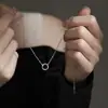 Collar de Anillo de Möbius para Mujer, Cadena para Clavícula de Plata de Ley, Diseño de Nicho, Nueva Moda 2025 Joyería de Alta Gama