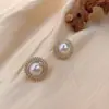 Pendientes de Perla y Diamante Estilo Fragante para Mujer Aguja de Plata s925 Pendientes de Moda Vintage Simples Elegantes Joyería Pequeña para Orejas