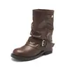 Botines Cortos Marrones Augushiden para Mujer 2026 Nuevo Otoño Suela Gruesa Retro Estilo Western Prairie Apilables Botas Martin