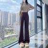Pantalones de Lana Acampanados Color Albaricoque para Mujer, Otoño e Invierno, de Cintura Alta, Adelgazantes, Casuales, Versátiles, Aptos para Personas Bajitas, con Buena Caída A7763