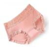 Calcinha feminina de algodão respirável elástica alta, cintura média, renda, algodão, bacteriostático, virilha, sexy, confortável, shorts