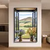 Pintura Decorativa Moderna Minimalista de Janela Falsa com Vista para o Mar para Sala de Estar, Parede de Fundo de Sofá, Pintura Suspensa para Extensão de Espaço