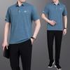 Novo Estilo Roupa Casual de Seda de Gelo para Homens de Meia-Idade e Idosos, Traje Esportivo de Manga Curta e Calça Longa Tamanho Grande para Homens no Verão de 2026