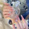 Manicura Hecha a Mano Uñas Portátiles Estilo Largo Parches de Manicura de Gama Alta Color Rosa Puro Huevo de Paloma Parches de Uñas Portátiles Producto Terminado