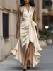 Estación Independiente 2025 Aliexpress Amazon Popular de Venta Caliente Elegante Irregular Vestido de Mujer con Volantes