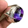Anillo Asimétrico de Plata Morado Nuevo Forma de Huevo Transfronterizo Joyería de Mano de Moda Popular Europea y Americana Fabricantes Mayoristas