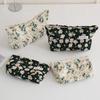 Bolsa de Maquillaje Bordada con Plantas de Algodón y Lino, Estuche Portátil de Lona para Lápices, Bolsa para Artículos de Tocador y Cuidado de la Piel para Llevar