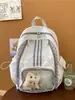 Mochila escolar de lunares gran capacidad insignia transparente bolsa para lápices para ir al trabajo mochila escolar casual bolsa transparente bidimensional para lápices