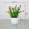 Decoración de Planta Verde Artificial Planta Pequeña en Maceta Flor de Plástico Flor Falsa Juego de Arreglo de Flores Artificiales Decoración de Bonsái Arreglo de Flores para el Hogar Planta en Maceta