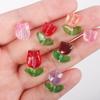 Pétalos de tulipán de vidrio con degradado colorido, hojas de flores, material de cuentas para bricolaje, pulseras, pendientes, accesorios de joyería