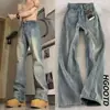 Pantalones vaqueros desgastados lavados retro americanos para hombre, diseño de marca de moda de primavera y otoño, pantalones largos holgados, rectos y de pierna ancha.