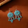Pendientes de Turquesa de Personalidad Exagerada Transfronterizos Europeos y Americanos, Pendientes de Estilo Étnico Vintage, Pendientes Florales Bohemios de Alta Gama