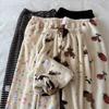 Calça de Pijama Feminina para Outono e Inverno, Forrada com Fleece e Espessada em Coral Fleece, Calça Longa de Pelúcia com Bolso Duplo, Calça Solta para Casa