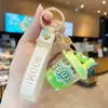 Nuevo Llavero de Taza de Té con Leche de Frutas y Verduras Relleno de Aceite Lindo Colgante Pequeño de Arena Movediza Líquida Accesorios de Aguacate Regalo Venta al por Mayor