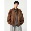 Chaqueta de motociclista de cuero PU de alta gama, elegante y moderna, con costuras acanaladas, patchwork y teñido anudado, para adolescentes, ropa exterior de moda para hombre.