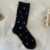 Calcetines retro con estampado floral estilo coreano para mujer, nueva colección otoño 2026, con borde de encaje y diseño fruncido, calcetines de algodón estilo japonés para niñas jóvenes