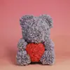 Presente de Dia dos Namorados Urso de Rosa 25cm Ornamento Flor de Rosa Urso de Espuma Flor Eterna Urso Flor de Aniversário Caixa de Presente