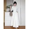 Vestido Longo de Manga Longa Estilo Francês Preguiçoso Novo para o Início do Outono com Gola Drapeada, Elegante e Discreto, Conjunto Estilo Intelectual Old Money