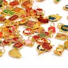 Imitación Arena Vietnamita Oro Gota Pintura al Óleo Chapado en Oro Colgante Pequeño Palabra Fu Conejo de Jade Pequeño Deslizante Accesorios diy Colgante Pequeño de Goteo