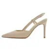 Sandalias de Tacón Alto Cerradas de Punta con Hebilla y Una Correa para Mujer, Estilo Nuevo Otoño 2026, Elegantes Zapatos de Salón de Tacón Fino Color Nude con Punta Afilada