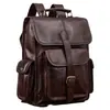 En Stock desde la Fábrica de Origen, Bolso Vintage de Cuero Encerado al Aceite, Mochila de Cuero Genuino para Mujer, Bolso de Doble Hombro de Piel de Vaca de Primera Capa