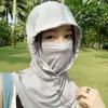Máscara femenina de verano de seda de hielo con visera sombrero de sol transpirable protección UV cubierta Cara completa Kini verano