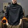 Camiseta de algodón de manga larga, gruesa, de peso pesado, con relieve y forro polar para invierno para hombre, nueva prenda exterior casual versátil de otoño/invierno 2026