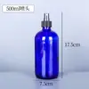 Botella de Vidrio de Gran Capacidad Azul Barbería Boston Cosméticos Botella Pulverizadora Hidratante Alcohol Atomizador Fino Botella Gotero para Aceites Esenciales