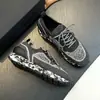 Estación Europea Estilo Nuevo Piel de Vaca Empalmada Malla Transpirable Malla Tejida con Agujetas Zapatos de Hombre Suela Gruesa Casual Zapatos Deportivos