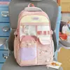 Mochila Versátil Tendência Dopamina de Grande Capacidade para Meninas do Ensino Fundamental, Mochila Casual Color-Blocking Estilo College Macaron