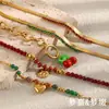 Estilo de Moda Ins Europeu e Americano Nicho Colorido Aço Inoxidável Banhado a Ouro 18K Pulseira Personalizada com Contas de Frutas para Mulheres