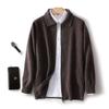 Cárdigan de Lana 100% Pura para Hombre Otoño e Invierno 2024 Nuevo Conjunto Holgado Solapa Moderna Engrosado Talla Extra Chaqueta para Hombre