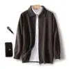Cárdigan de Lana Pura Otoño e Invierno Cárdigan de Punto para Hombre Nueva Prenda Exterior Holgada Moderna Solapa Chaqueta Gruesa de Talla Grande