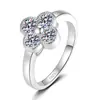 Anillo de Plata de Ley S925 con Moissanita de Trébol de Cuatro Hojas, Anillo Abierto de Moda y Sencillo para Mujer, Venta Directa del Fabricante